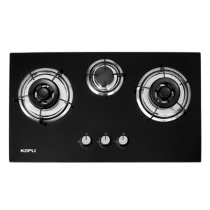 KAPLI Automatic Ignition Gas Stove High Efficiency Burner For LPG Use Glass Automatic Gas Stove (3 Burners)